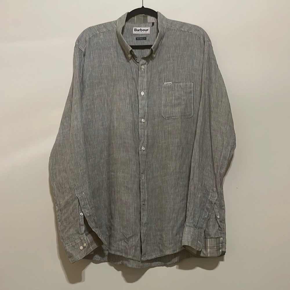 Barbour Gray Casual Button Down Shirt Relaxed Fit - Picture 2 of 5